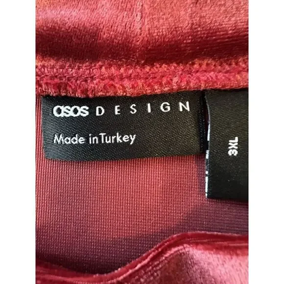 ASOS Long Sleeve 3X Velvet Blouse Top Pink/ Red Holiday Basic Minimal - Picture 3 of 7